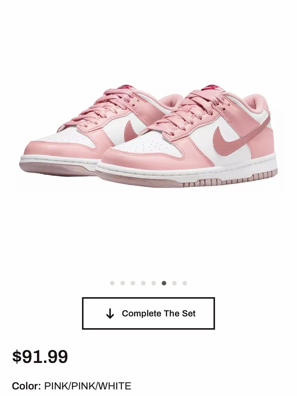 Pink and White Low-Top Nike Dunk Sneaker